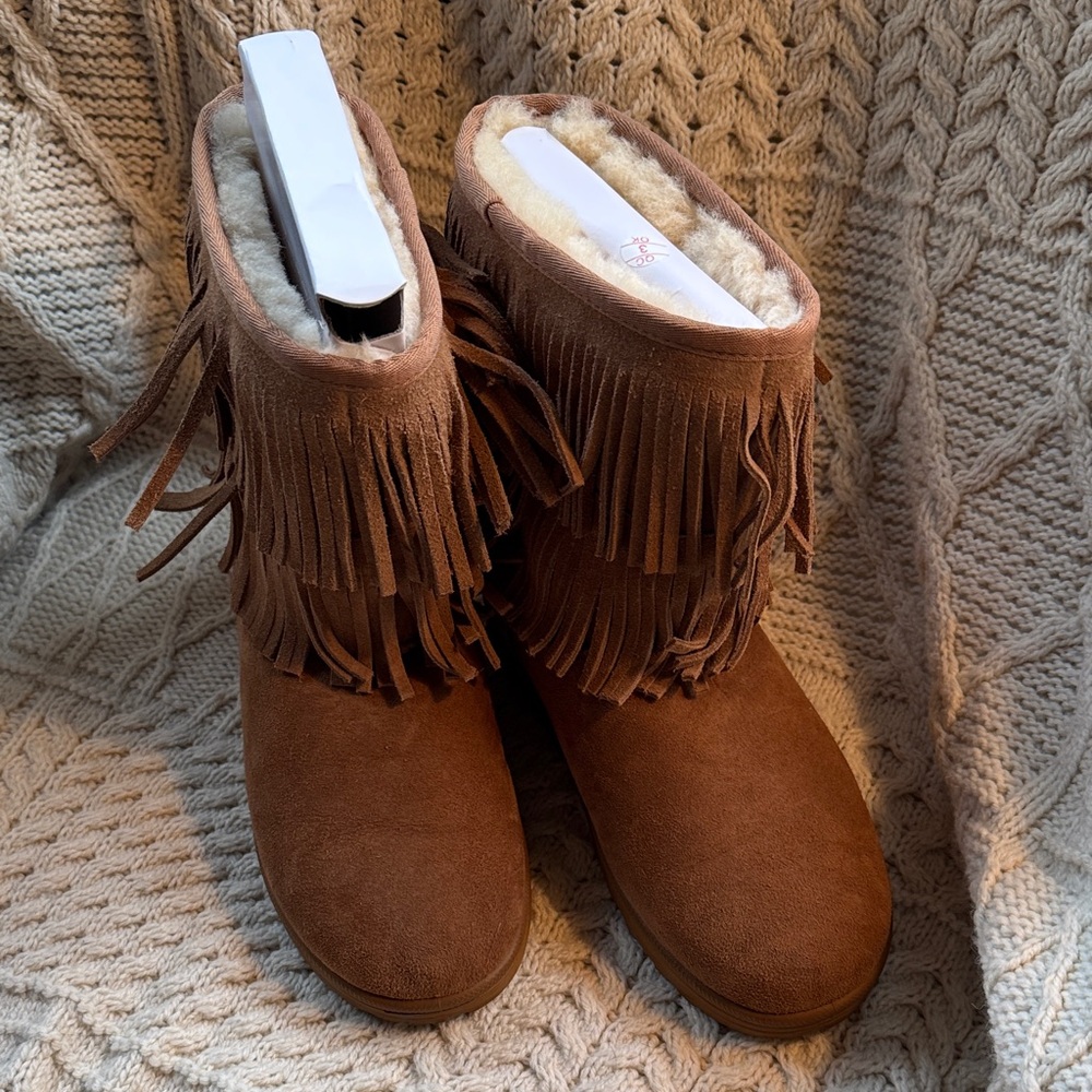Abeo Fringe Suede Boots - Brown - Picture 2 of 4